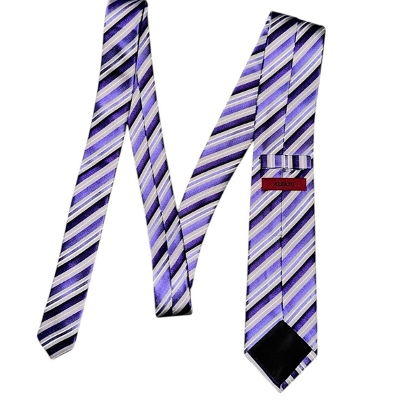 ALFANI (Lot of 3) 100% Silk Handmade Purple Pink Gold & Silver Stripe Ties - Picture 7 of 9
